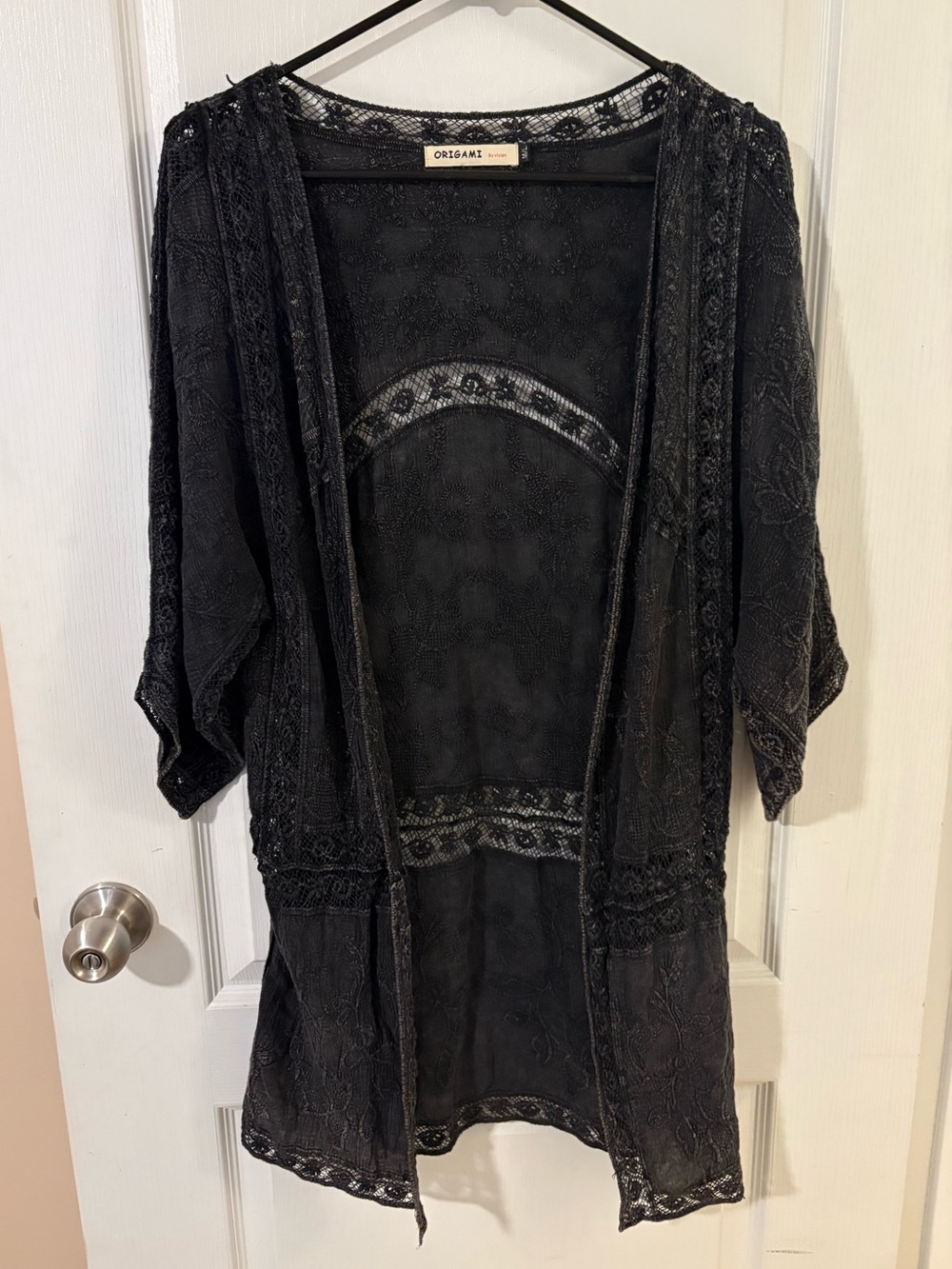 Origami lace & crochet kimono cardigan